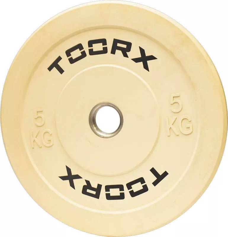 Olimpijski bumper kolut Toorx 5 kg, bel