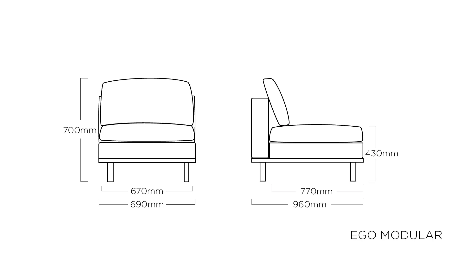 Srednji sedež Kettler Ego Modular anthracite