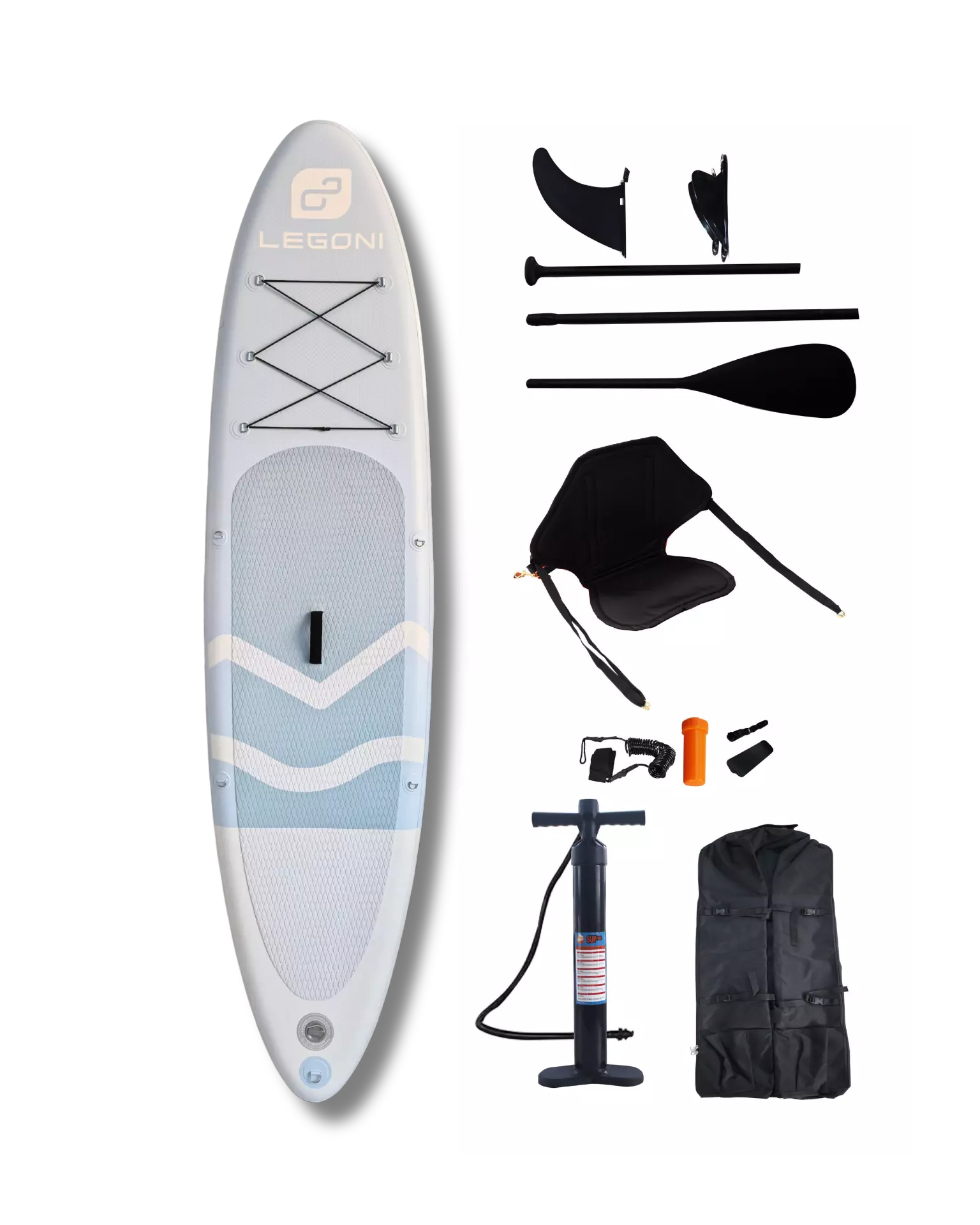 Sup LEGONI SUP BLUE SEA s sedežem in kajak veslom 10.2", 311 cm