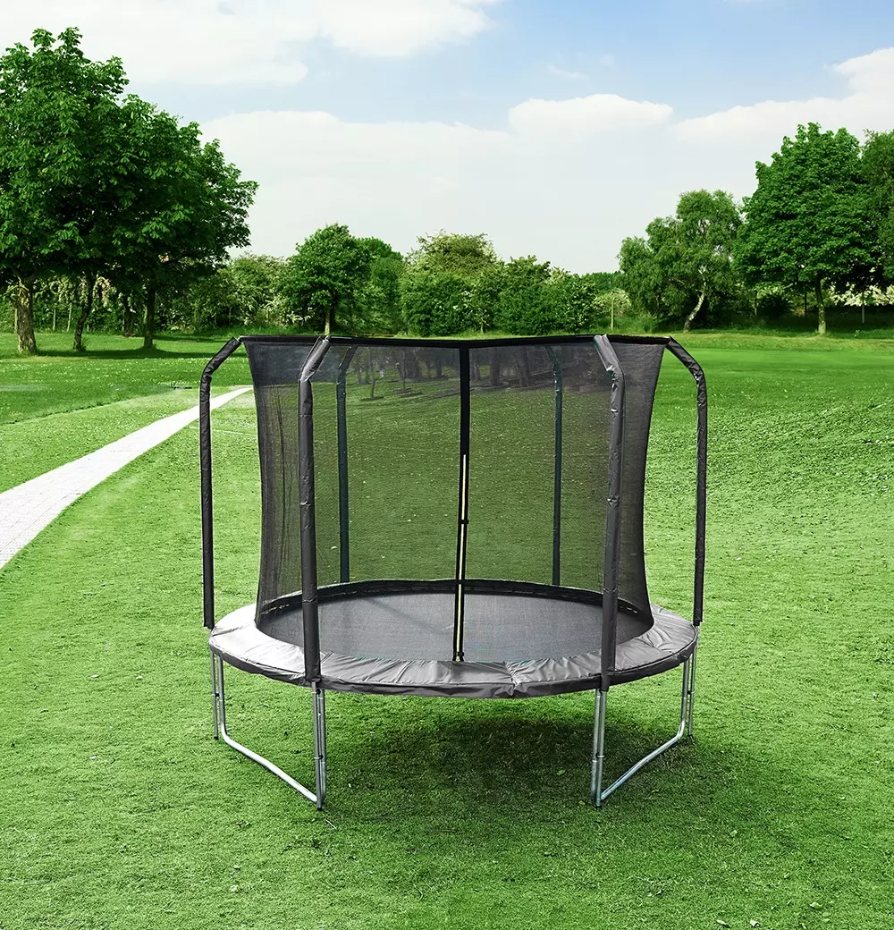 Trampolin LEGONI AERO z zaščitno mrežo 366 cm, črni