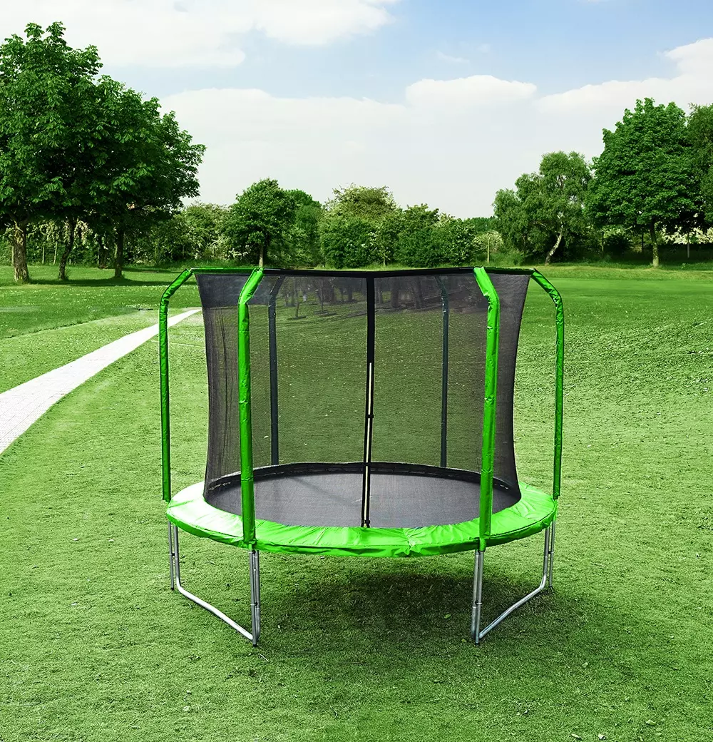 Trampolin LEGONI AERO z zaščitno mrežo 425 cm, zelen