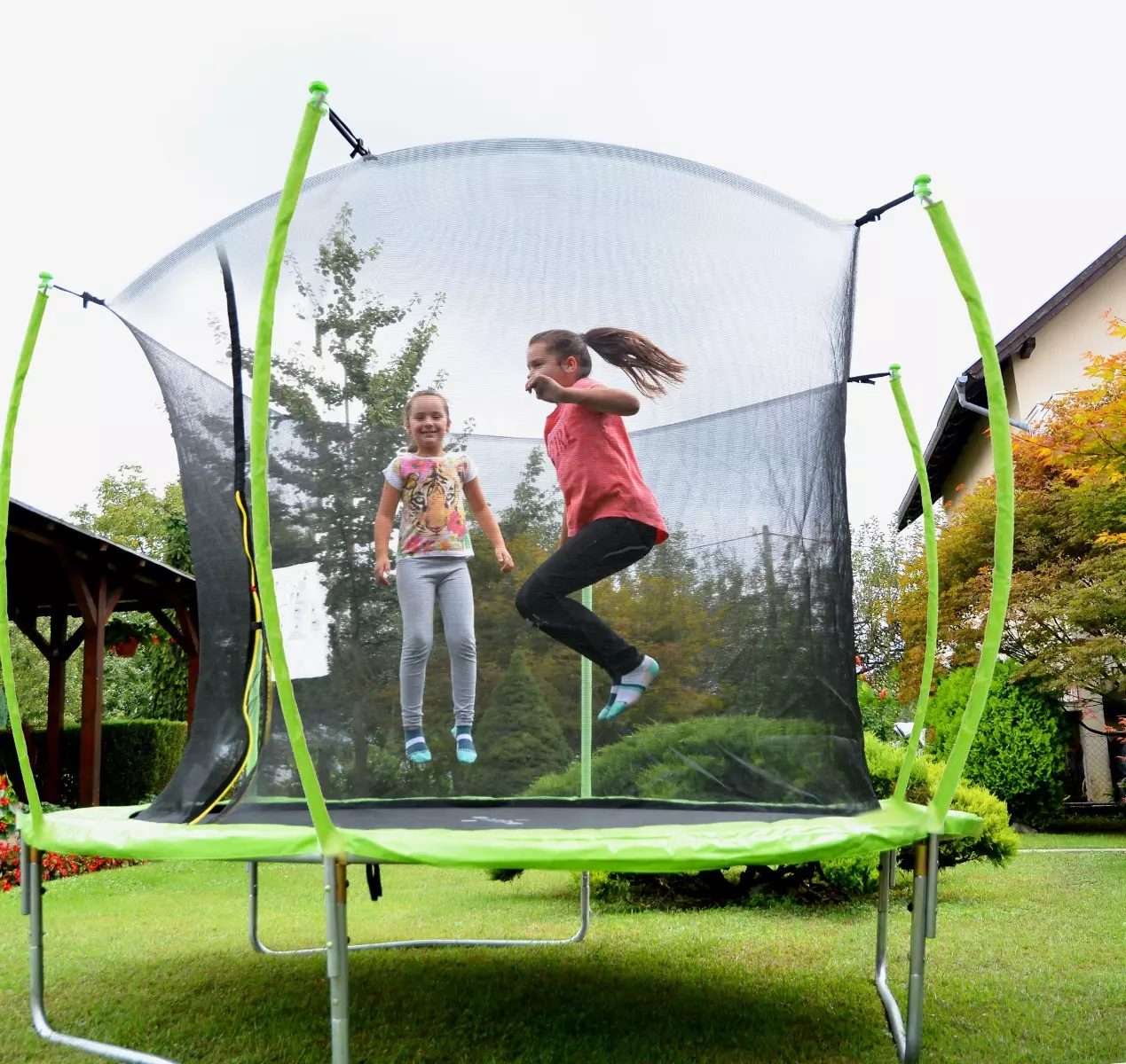Trampolin Legoni Space z zaščitno mrežo 366 cm, zelen
