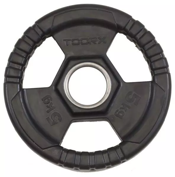 Gumirana olimpijska utež Toorx 5 kg, fi50mm, trojni prijem