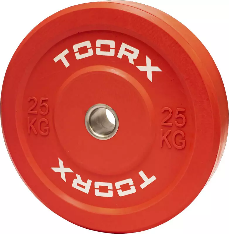 Olimpijski bumper kolut Toorx 25 kg, rdeč