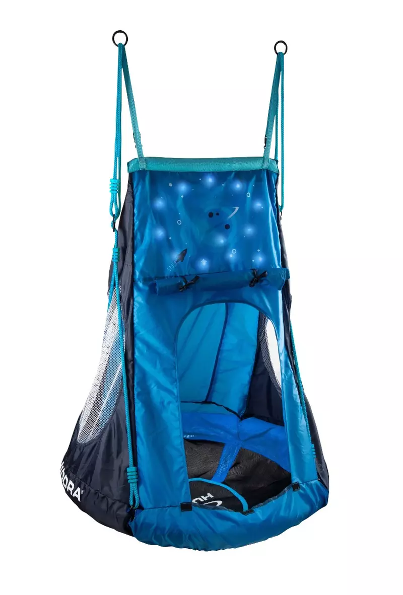 Viseča gugalnica gnezdo s šotorom Hudora Cosmos, LED, 90 cm