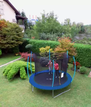 Trampolin Legoni Space z zaščino mrežo in lestvijo 425 cm, moder