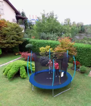 Trampolin LEGONI SPACE z zaščitno mrežo 366 cm, moder
