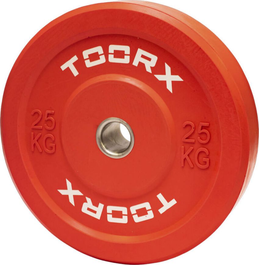 Slika Olimpijski bumper kolut Toorx 25 kg, rdeč